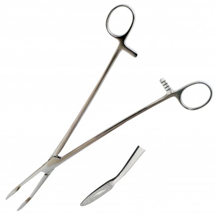 Корнцанг по Maier, зігнутий. Довжина 25,6 см